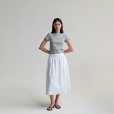 여성용 정숄더 티셔츠 면 소재 미니멀리스트 디자인 2025년 봄/여름 이너웨어 면 반팔 티셔츠