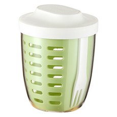 엠토이 휴대용 과일 컵 도시락 포크 포함 650ml, 그린, 1개