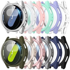 12+12 워치 54FE 스크린 프로텍터 케이스 40mm 하드 PC 범퍼 + 김서림 방지 HD 강화 유리 필름 방수 보호 페이스 커버 세트 12가지 색상, Galaxy Watch 7 44mm