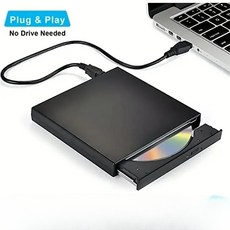 외장형 CD DVD 드라이브 USB 2.0 슬림 CD-RW 노트북 PC용 DVD 플레이어, 검은색 고급형