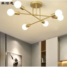 華燈惠吸頂燈，美式北歐風枝形吊燈，客廳餐廳臥室主燈，現代簡約大氣設計，跨境品質保證, 金色,無光源, 金色