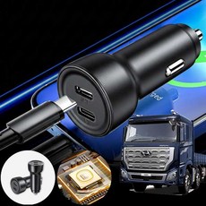 현대 엑시언트 유로6 차량용 65W 듀얼 Type-C 초고속 충전기 블랙 1개 핸드폰 패드 노트북 충전 가능