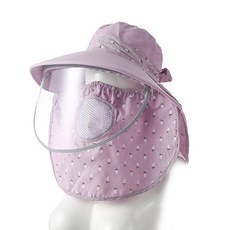 여성용 여름용 넓은챙 자외선차단 햇빛가리개 모자, 성인 56-58cm, 1개, 퍼플 + 투명