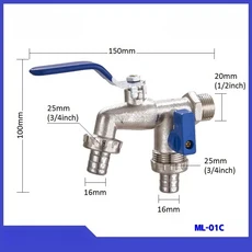 1/2'' x 16mm 가든 레버 탭 실외 수도꼭지 긴 핸들 양방향 볼 밸브 IBC 탱크용 커넥터로 차단, 04 ML-01C