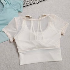 帶胸墊瑜伽服 女夏季健身上衣 假兩件運動短袖 普拉提訓練服 高彈力透氣 修身顯瘦 運動必備