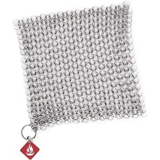 KNAPP 美國製鑄鐵鍋專用316不鏽鋼鍊網鍋清潔刷(AMAZON銷售冠軍)優於Amagabeli，輕鬆清潔不刮鍋, 6*6, 1個