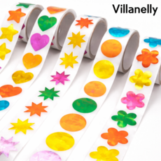 빌라넬리 반짝반짝 홀로그램 스티커 1000매 혼합 5개, 1세트, 혼합색상