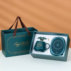 워머 머그 세트 보온 사무실 따뜻한 55도 선물 커피잔 단체 그린 유지 히터 온열, E. King3 단 상수 온도 패드 선물 상자, 1개