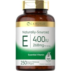 Carlyle Vitamin E 400 IU Softgels Capsules | 250 Count | Naturally Sourced Supplement for Men and, Carlyle Vitamin E 400 IU Softg, 1개, 250정