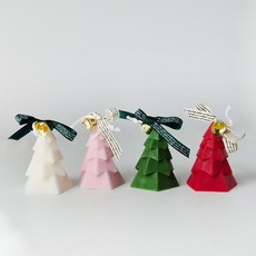 크리스마스 트리 캔들 장식 1P 양초 트리모양 초 연말선물, 1개, 48g, 화이트 트리