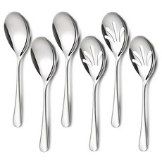 Mwellewm 서빙 스푼 세트 24.1cm(9.5인치) 대형 스테인리스 스틸 뷔페용 실버 슬롯 식기 세척기 사용 가능 파티 주방 뷔페 케이터링 디너