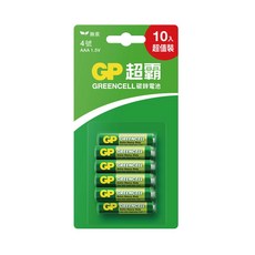 BWW GP超霸 Greencell碳鋅電池 3號AA / 4號AAA 10入 無汞 環保, 1個, 4號AAA (10入)