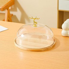 蛋糕展示盤 帶蓋 甜品盤 水果盤 防塵罩, 26.5cm木蛋糕 - 麋鹿蛋糕罩, 1套