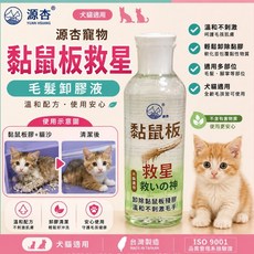 四寶的店獨家 寵物毛髮沾黏 黏鼠板的膠清洗劑 黏鼠板救星 100ml/瓶 犬 狗 貓 小動物 源杏 寵物 老鼠膠, 1個