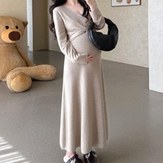 롱 니트 결혼식 가을 하객룩 출근룩 하객룩 임산부 원피스 키작녀 만삭 원피스 봄 임부복