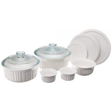 CorningWare 프렌치 화이트 세라믹 제빵기구 10피스, French White