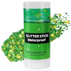 19피스 성 패트릭의 날 액세서리 파티 선물 세트 | 토끼풀 그린 페이스 & 바디 글리터 메이크업 안경 목걸이 및 팔찌 아일랜드 스로우 메이크업 드레스 업 코스튬 장식, 토끼풀 글리터 스틱