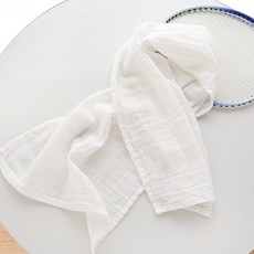 運動毛巾純棉紗布輕便運動巾跑步健身房加長彩色擦汗巾, 1個, 米白:35*100cm