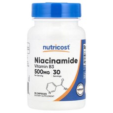 뉴트리코스트 나이아신아마이드 500mg 30캡슐 Nutricost Niacinamide, 30정, 1개