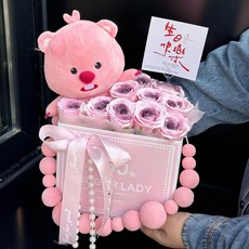 仿真玫瑰香皂花束 閨蜜女友生日禮物 半糖禮盒, 1個, 露比  烏梅子醬手提盒3層皁花     整套成品發貨  9朵