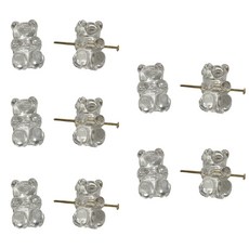아크릴 곰 펜던트 작은 곰 구슬 DIY 보석 용품 아크릴 소재, 하얀색, 10개, 수평 구멍