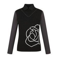 핑골프웨어 KQF 121D3TR152_BK 여성 V장식 플라워 카라 긴팔 티셔츠 2793673