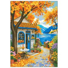 실십자수 도안 세트 DIY 패키지 풀구성 50x67cm, 가을풍경 50x67cm, 1개