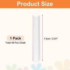 48/96개입 칠판 분필 무진분필 소형 대량 컬러 얇은 분필 칠판용 교실 사무용품 12색, 12 White 48Pcs