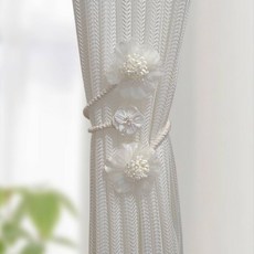 新款樹枝花窗簾綁帶創意紗簾釦環輕奢高檔裝飾綁繩綁收納夾窗簾裝飾配件, 純白/一個裝, 1個