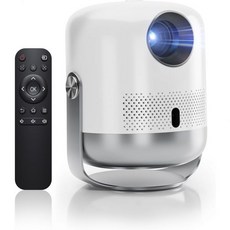 400ANSI 홈 프로젝터 WiFi 6 및 Bluetooth 스피커 포함 | 4K 디코딩 1080P 출력 원터치 포커스 360° 회전 휴대용 iPhone/Android/T, with WiFi, 1개