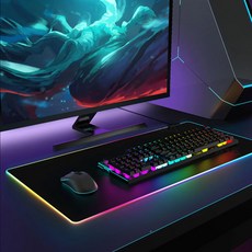 RGB LED 게이밍 마우스 키보드 방수 장패드 대형 90 x 40 cm, 블랙, 1개