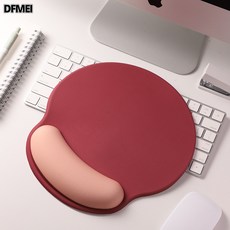 DFMEI 糖果色護腕鼠標墊辦公室鍵盤手託護手腕墊子可愛滑鼠墊, 1個, 酒紅鼠標墊:如圖
