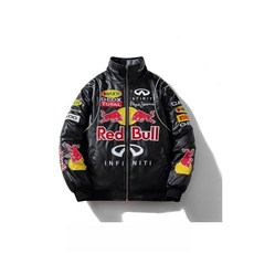 레이싱 슈트 바람막이 F1 사이클링 재킷 봄 가을 오토바이 자켓 빈티지 레이싱복 라이더패딩, 2XL, 블랙 PU