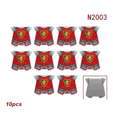 MOC 성 깃발 빌딩 블록 늑대 독수리 사자 기사 액세서리 천으로 배너 스탠드 방패 조끼 벽돌 장난감 어린이