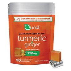 Qunol 薑黃 + 生薑 750mg 熱帶水果風味軟咀嚼錠, 1個, 90錠