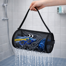 라라피치 가벼운 메쉬 원통 물빠짐 수영가방, 블랙