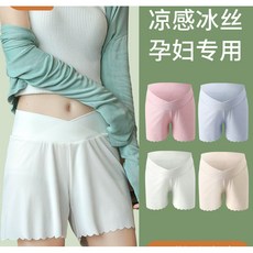 孕婦短褲安全褲 - 冰絲螺紋防走光孕婦內搭褲 - 夏季孕婦裝