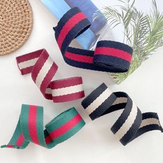 25mm 스트라이프 웨이빙끈 가방끈 (1마), 블랙베이지, 1개