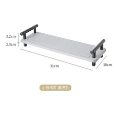 輕奢矽藻泥速乾瀝水墊 廚房水龍頭/衛生間/洗手台吸水墊 洗漱台置物墊, 淺灰色小號31*10cm-黑把手, 1個