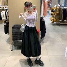DUOMIHAN여성 롱 벌룬 플레어 스커트 캐주얼 데일리룩WZS60410