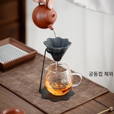 무공 차거름망 꽃잎 디자인 세라믹 티세퍼레이터 커피 티필터 분리형, 블랙, 5세트