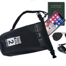 블랙백 해변 방수 여행 가방 비치백 한쪽 스트랩 2L 소형 공기빼기, 블랙