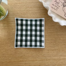 컵받침 패브릭 코스터 체크 시리즈 2p, 다크그린, 1세트