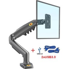 NORTH BAYOU F80 가스 용수철 데스크탑 LED LCD 모니터 마운트 암 인체 공학적 스트럿 유연한 하중 2 9kg 17-30 인치, 6) Matte Charcoal 2xUSB