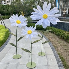 꽃포토존 플라워 데이지 대형 촬영 장식품 종이꽃 화보, 화이트-3개-두꺼운 꽃잎