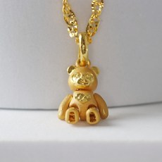 가앤 24k순금 무광 관절 곰돌이 목걸이 메달 펜던트 3.75g