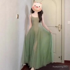 Yellwell여성 여름 민소매 롱 원피스 나들이용 시원한 쉬폰 드레스LST