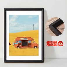 木質壁掛相框 畫框 裱框 素描海報 照片 拼圖 空框架, 1個, 煙墨色-精品框,長方形 30寸 50*75cm 掛墻