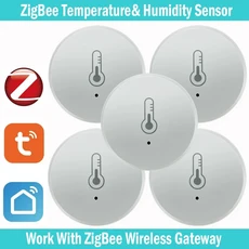 Tuya Zigbee 온도 및 습도 센서 음성 제어 지능형 홈 습도계 실시간 모니터링 음성 Alexa, 02 5PCS