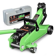 DNA MOTORING 로우 프로파일 유압 트롤리 서비스/플로어 잭 1.5톤(3000파운드) 용량 리프팅 범위 13.5-30.5cm(5.3-12인치) 그린 TOOLS-0, 초록색, 1.5톤